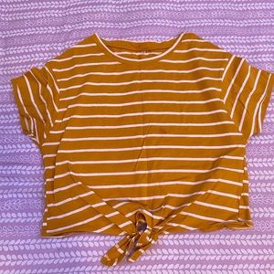 striped crop tee with tie